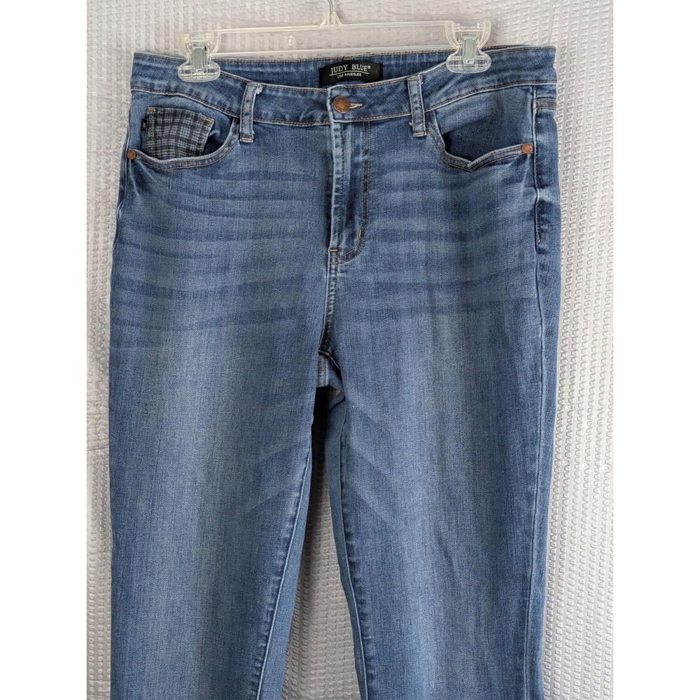 Judy Blue Womens 13/31 Slim Fit Medium Wash Raw Hem Distressed Jeans
